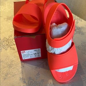 fitflop Kids' ergonomics Back Strap Sandals Neon Orange size 2 Y NWT